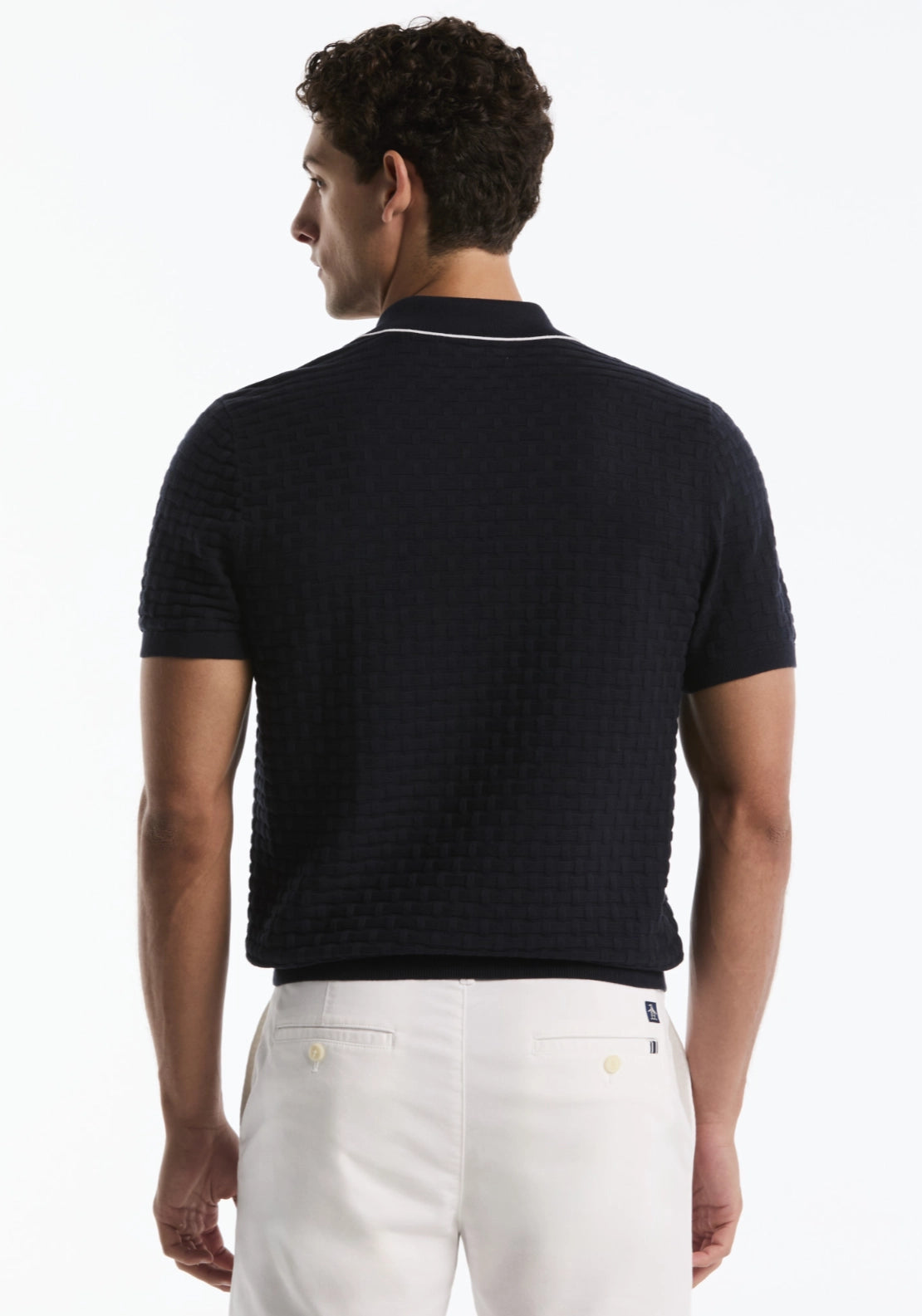 Short Sleeve 1/4 Zip Polo Sweater - Dark Sapphire