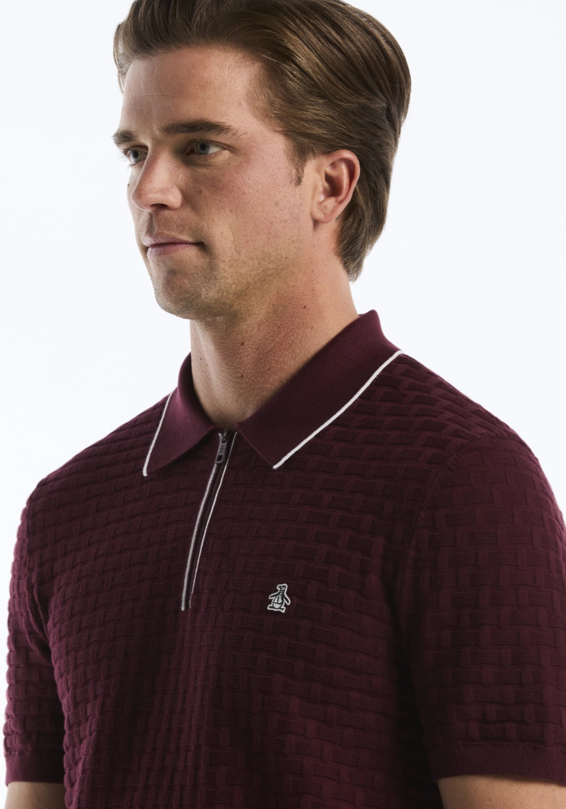 Penguin Short Sleeve 1/4 Zip Polo Sweater - Port Royale 3 Shaws Department Stores