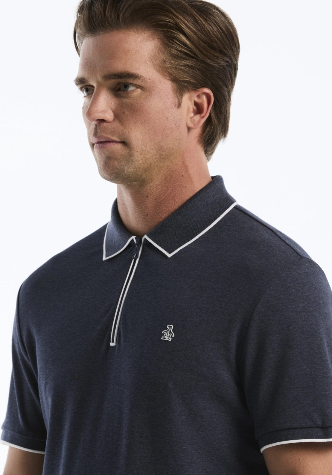 Penguin Short Sleeve Polo Shirt - Dk Sapphire Heather 3 Shaws Department Stores