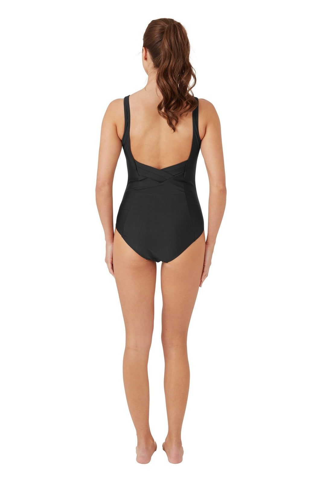 Oyster Bay Plain Pleated Swimsuit - Black 3 Shaws Department Stores