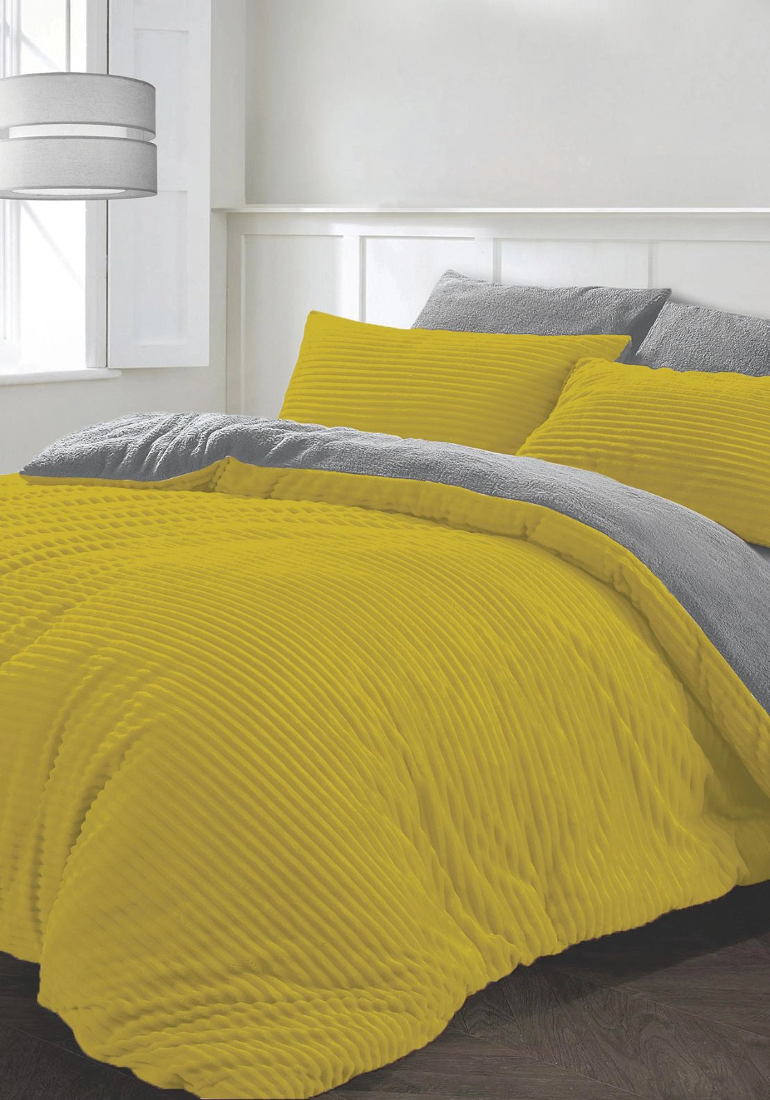 The Home Collection Corduroy Duvet Cover Set - Yellow 1 Shaws Department Stores