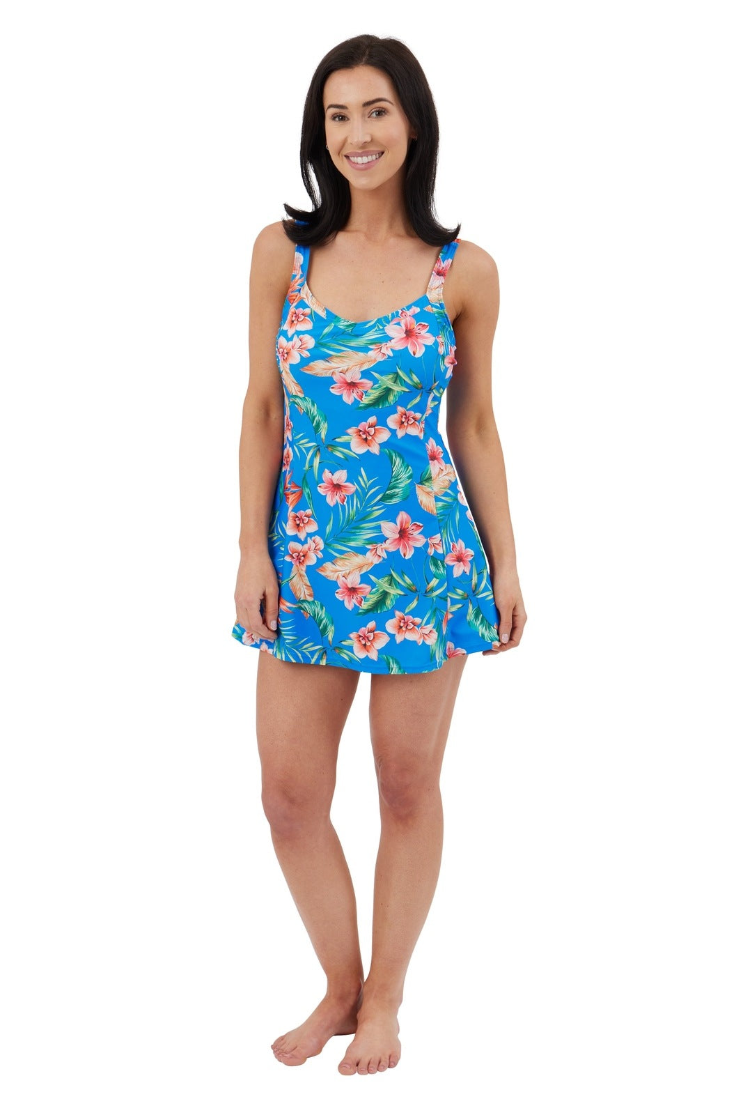 Oyster Bay Full Skirted Tropical Swimsuit - Cobalt Blue 3 Shaws Department Stores