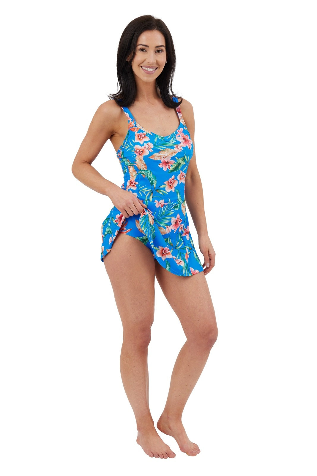 Oyster Bay Full Skirted Tropical Swimsuit - Cobalt Blue 1 Shaws Department Stores