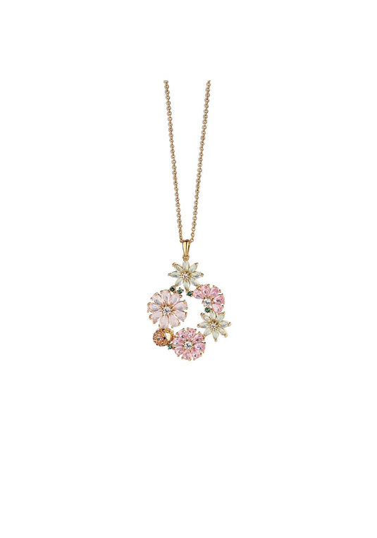 Gold Plated Floral Pendant - Rose Gold
