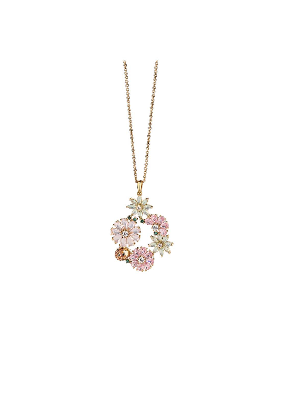 Gold Plated Floral Pendant - Rose Gold