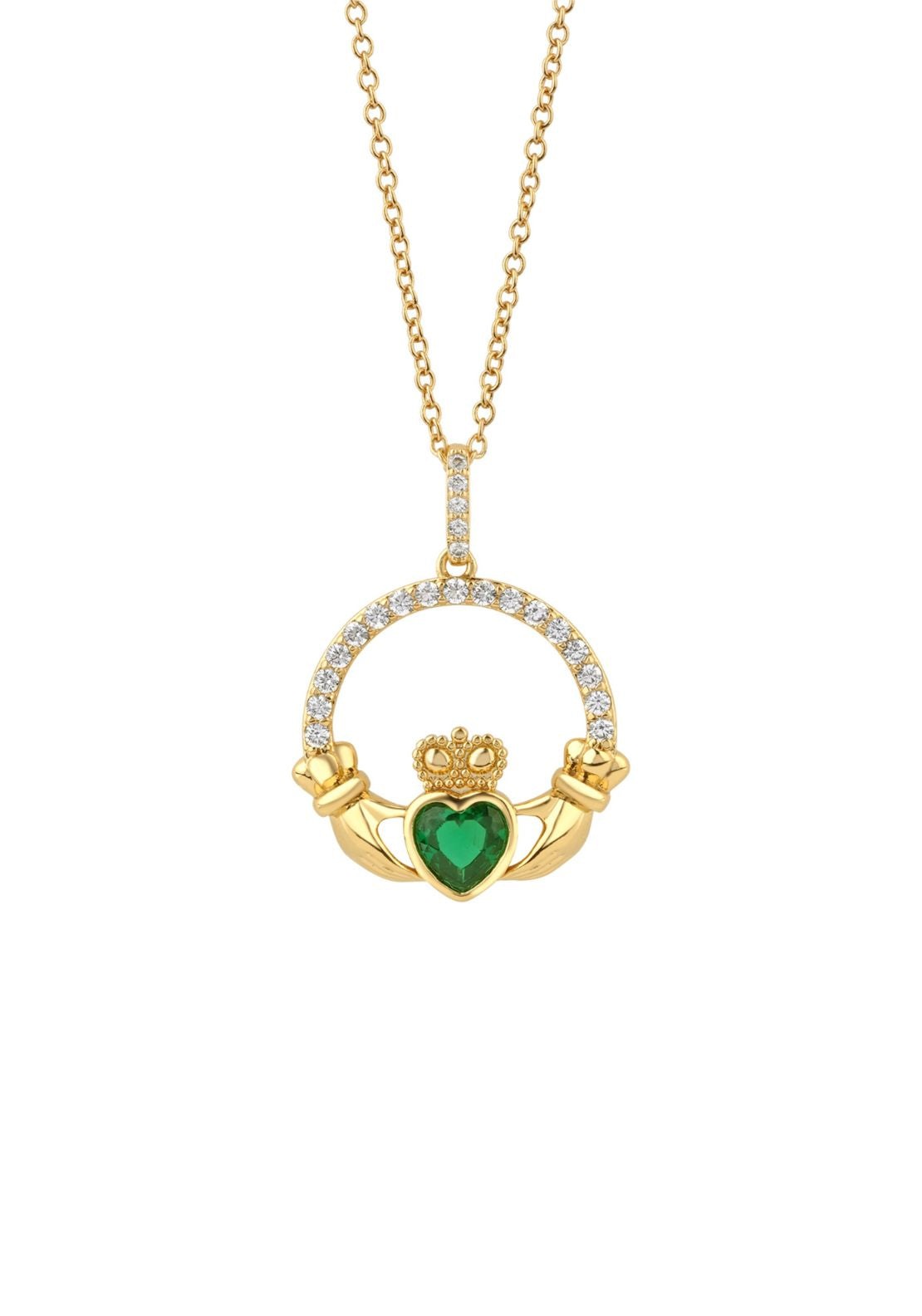 Emerald Cladagh Pendant - Gold