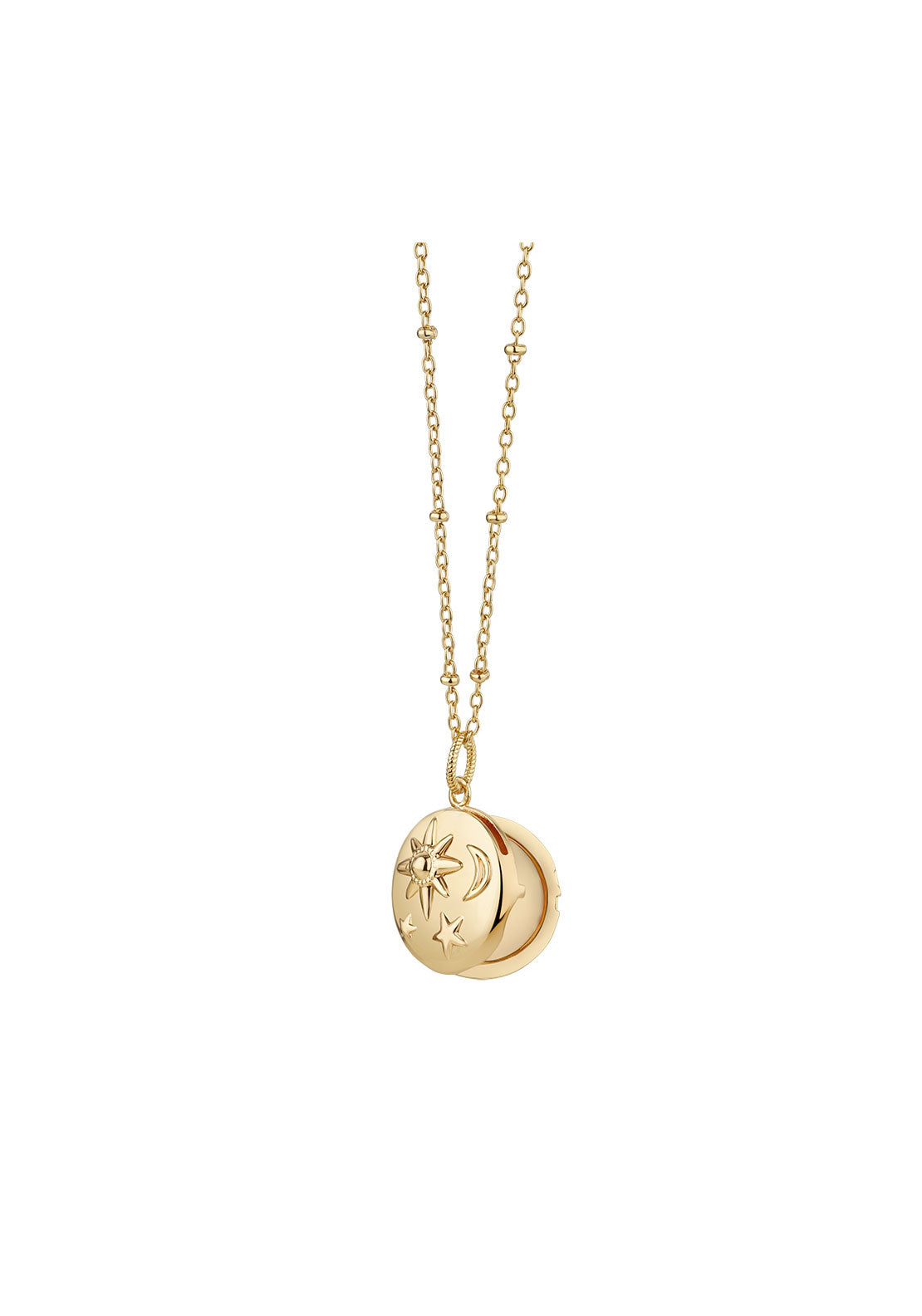 Newbridge Jewellery Amy Locket With Sun Moon Stars - Rose Gold 1 Shaws Department Stores