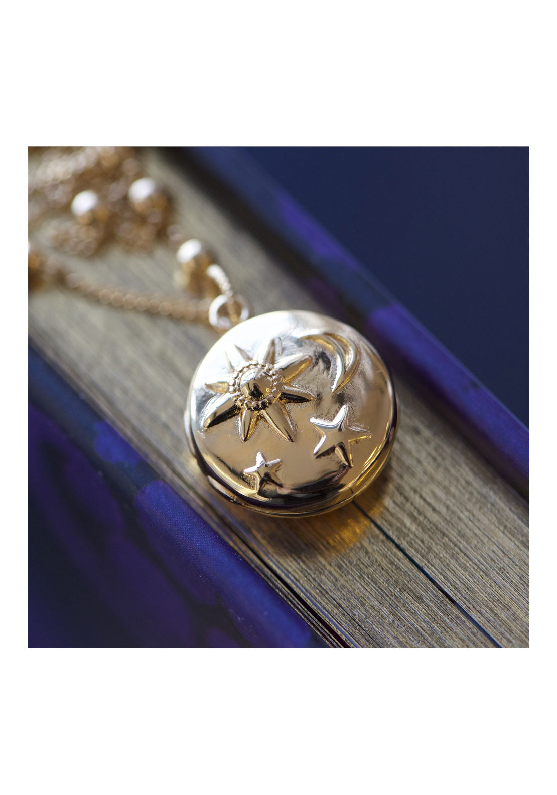Newbridge Jewellery Amy Locket With Sun Moon Stars - Rose Gold 2 Shaws Department Stores