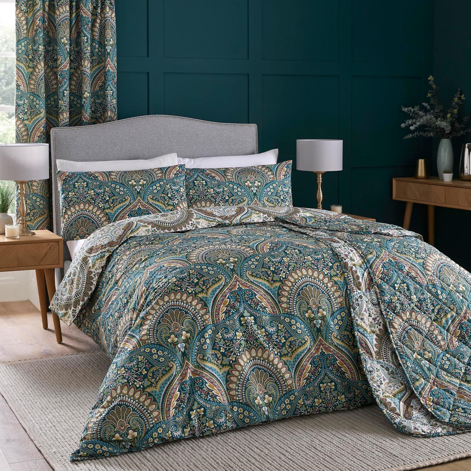 The Home Collection Palace Paisley Duvet Cover Set - Teal 1 Shaws Department Stores