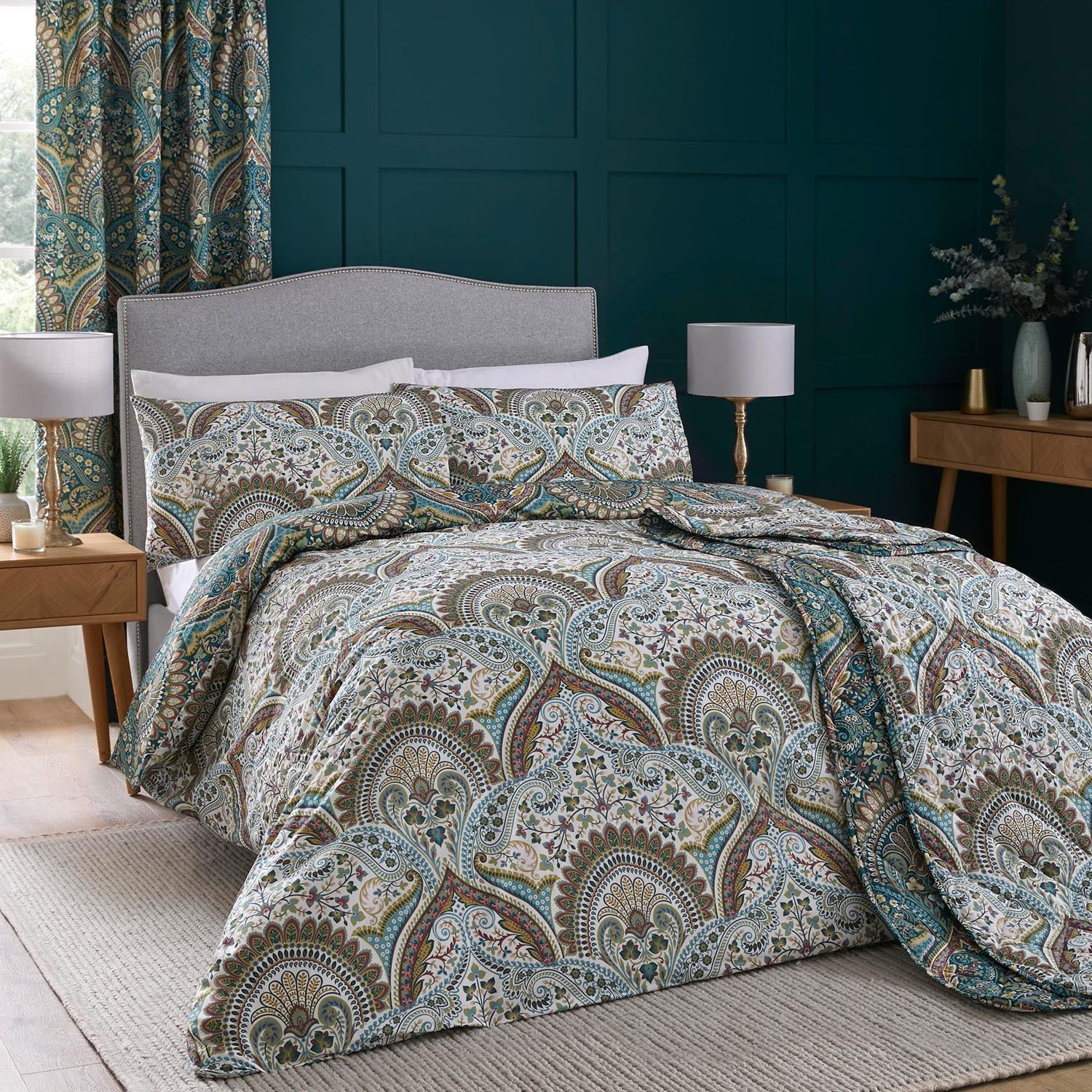 The Home Collection Palace Paisley Duvet Cover Set - Teal 7 Shaws Department Stores