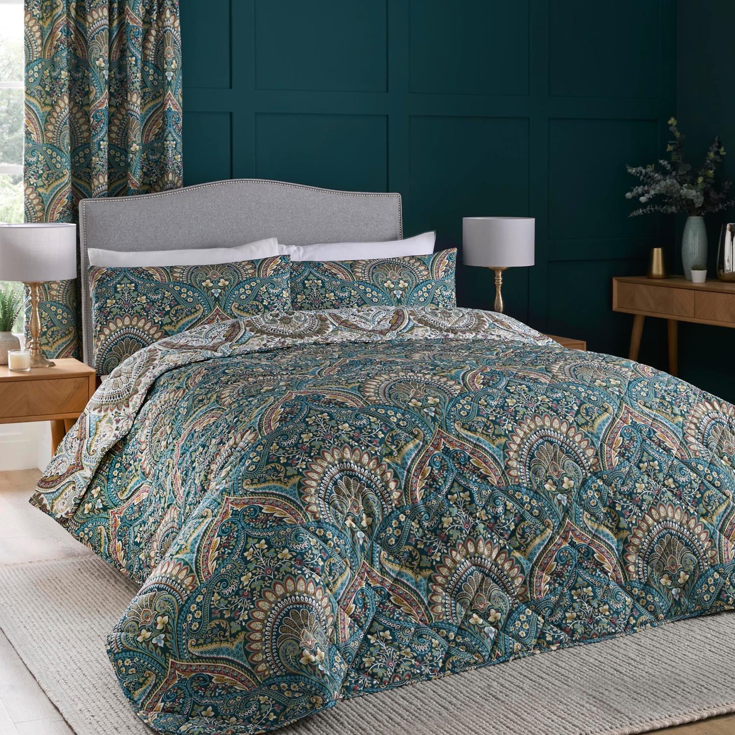 The Home Collection Palace Paisley Duvet Cover Set - Teal 2 Shaws Department Stores