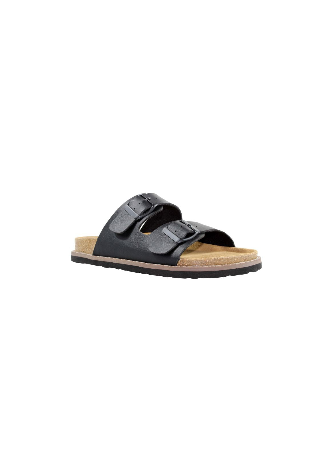 Susst Double Strap Leather Slide - Black 1 Shaws Department Stores