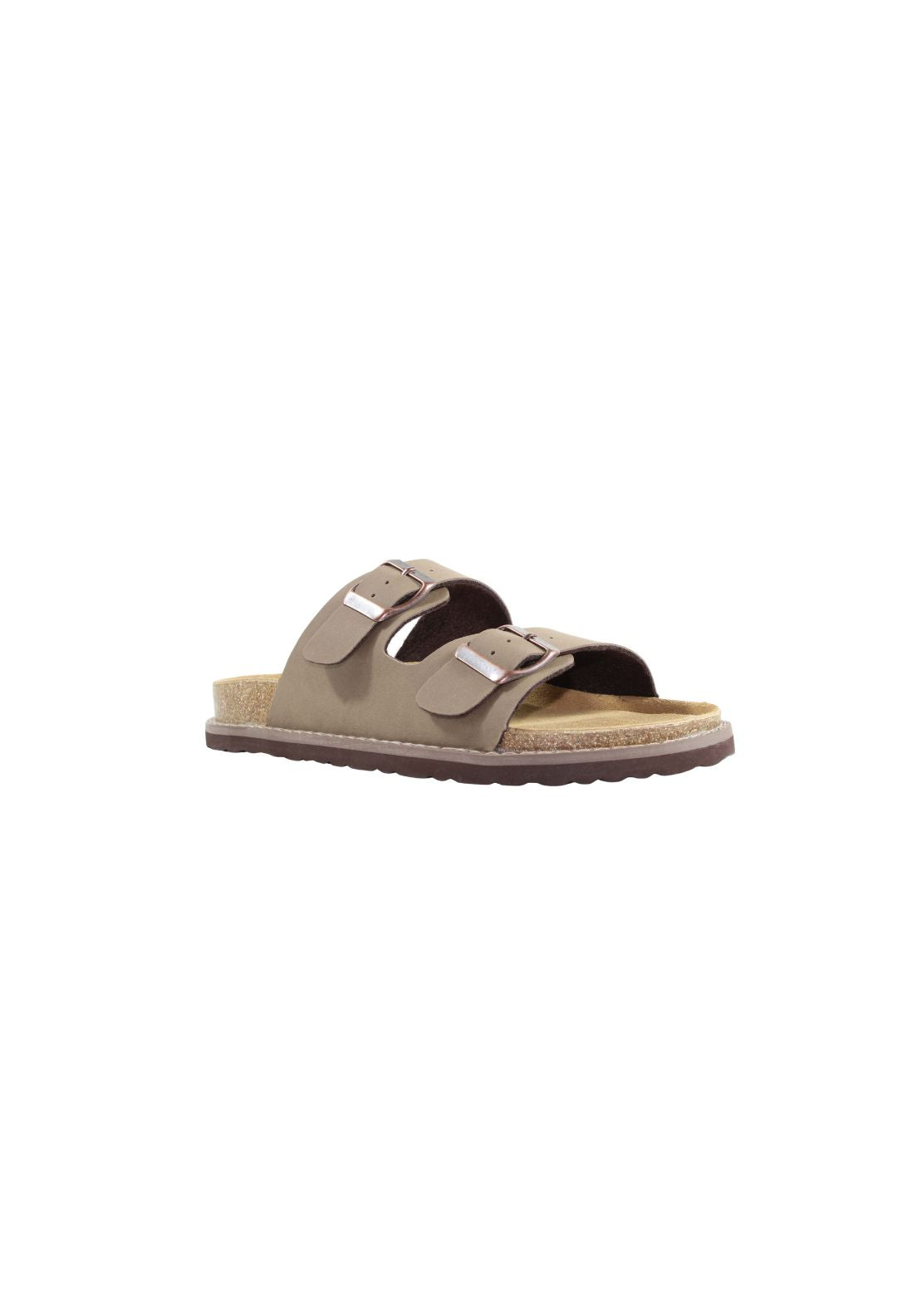 Susst Double Strap Leather Slide - Brown 1 Shaws Department Stores