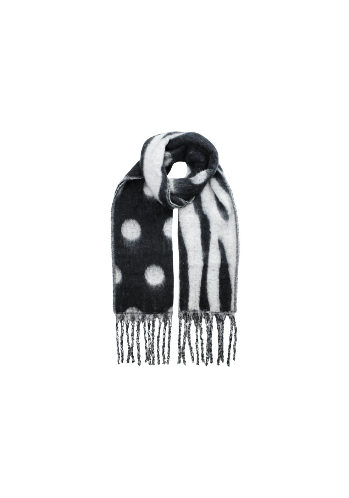 Two Tone Chunky Monochrome Scarf - Black
