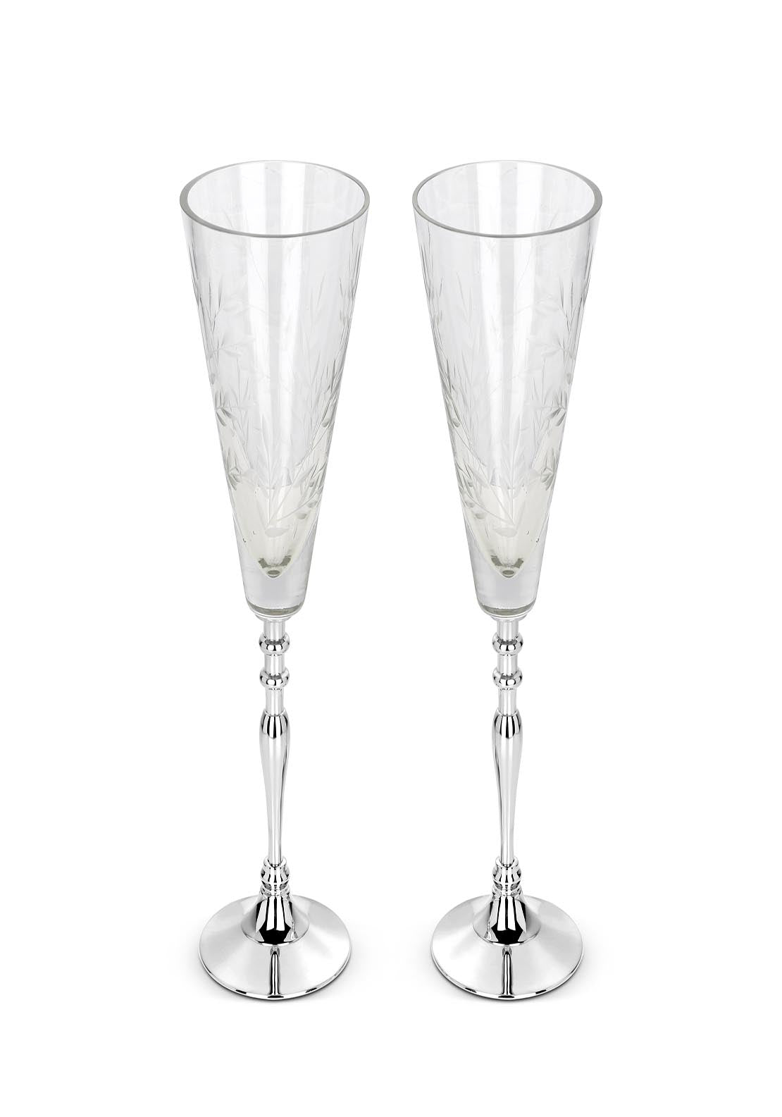 Newbridge Silverware Set of Two Ornate Cut Glass Champagne Flutes 2 Shaws Department Stores