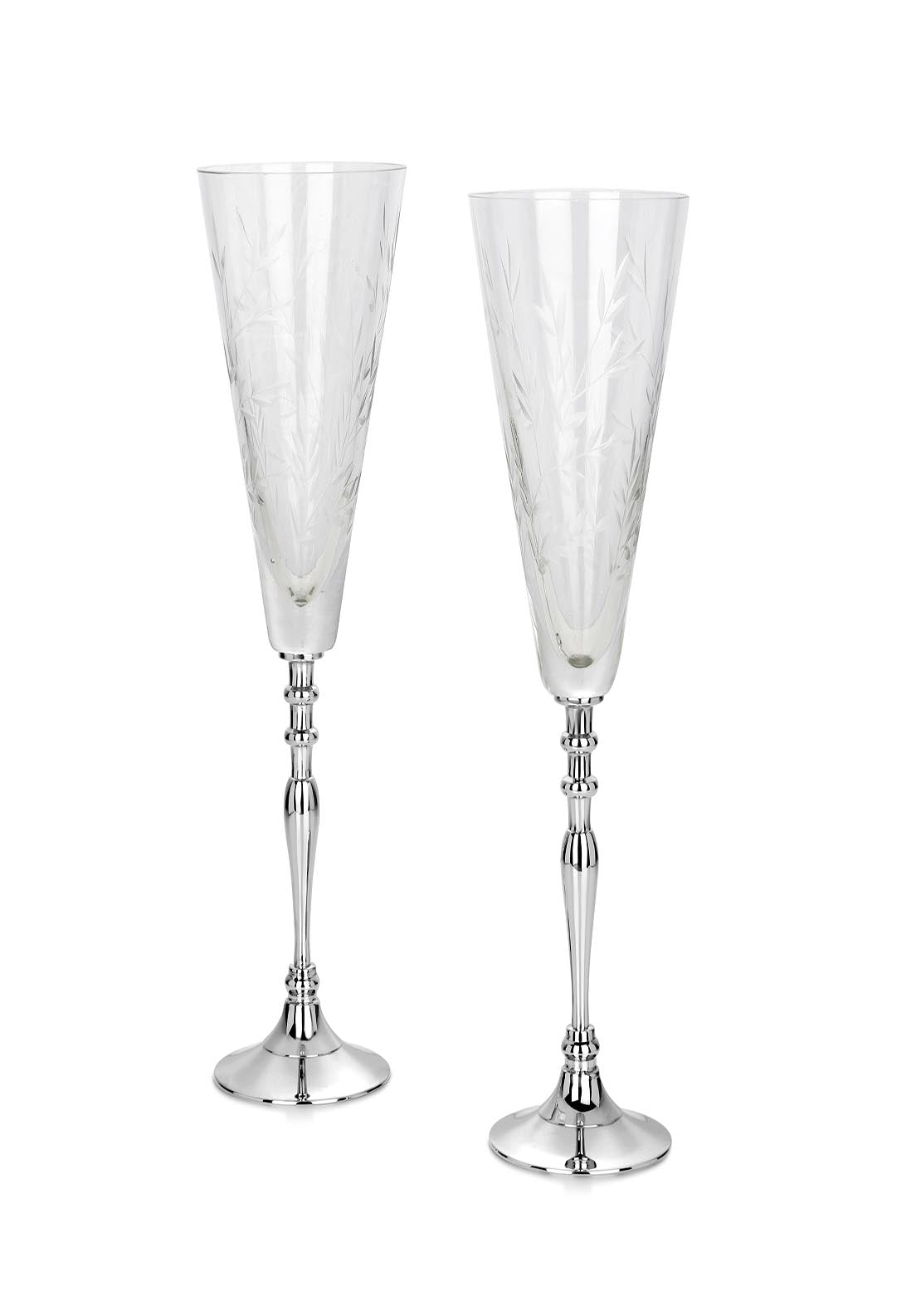Newbridge Silverware Set of Two Ornate Cut Glass Champagne Flutes 1 Shaws Department Stores