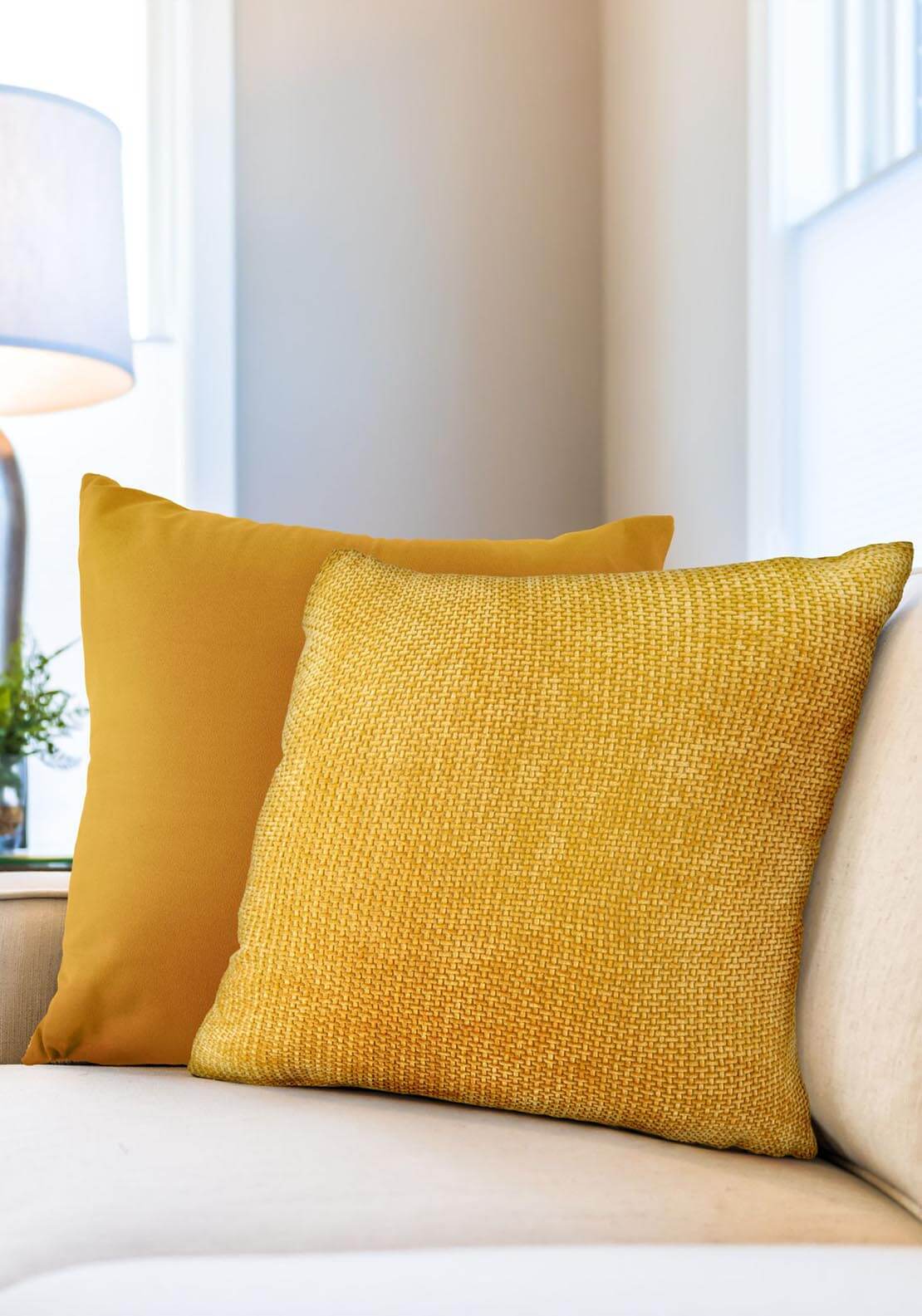 The Home Collection Portland Cushion 17&quot; x 17&quot; - Ochre 1 Shaws Department Stores
