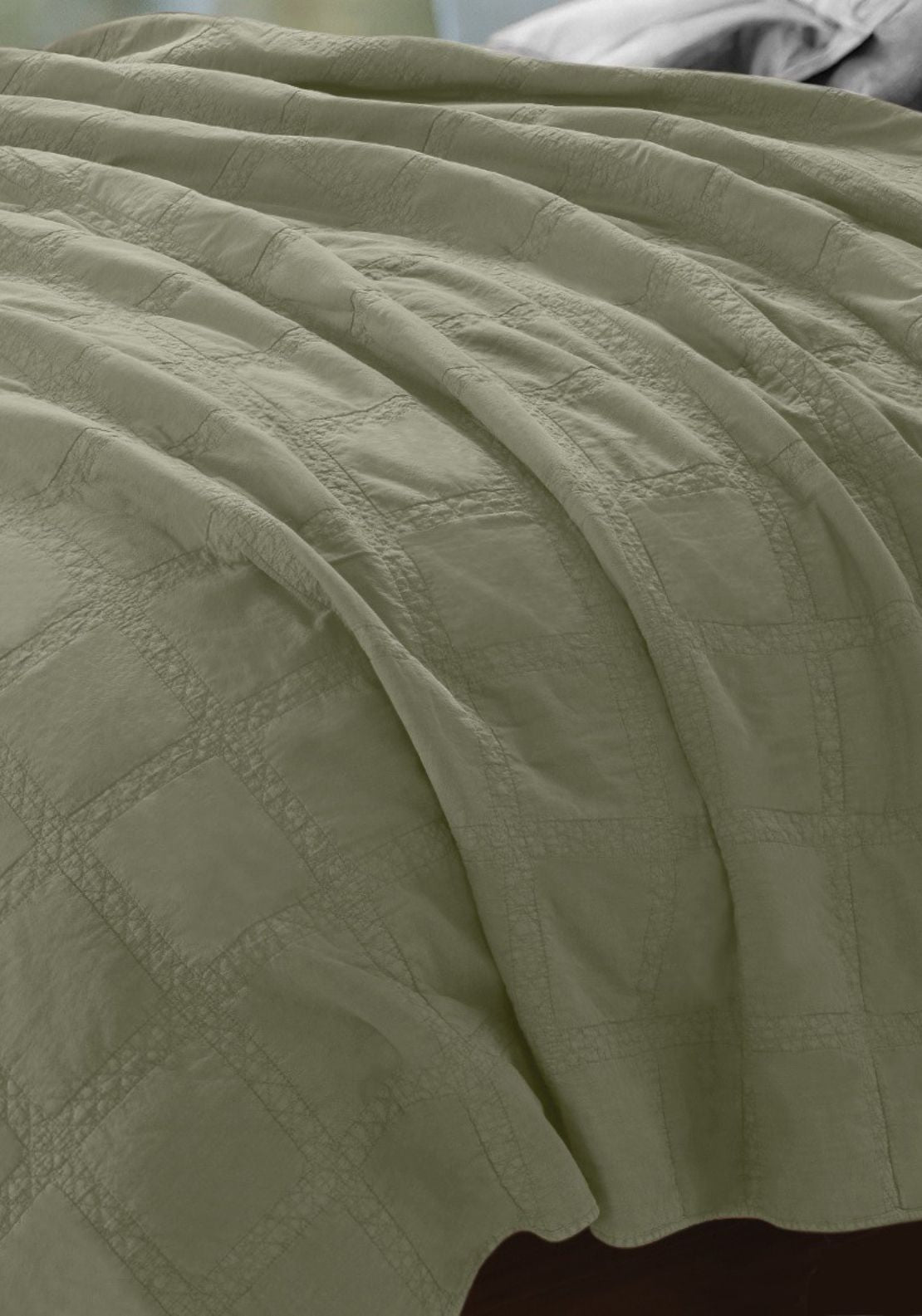 The Home Collection 100% Cotton Portland Throw - Light Sage 2 Shaws Department Stores