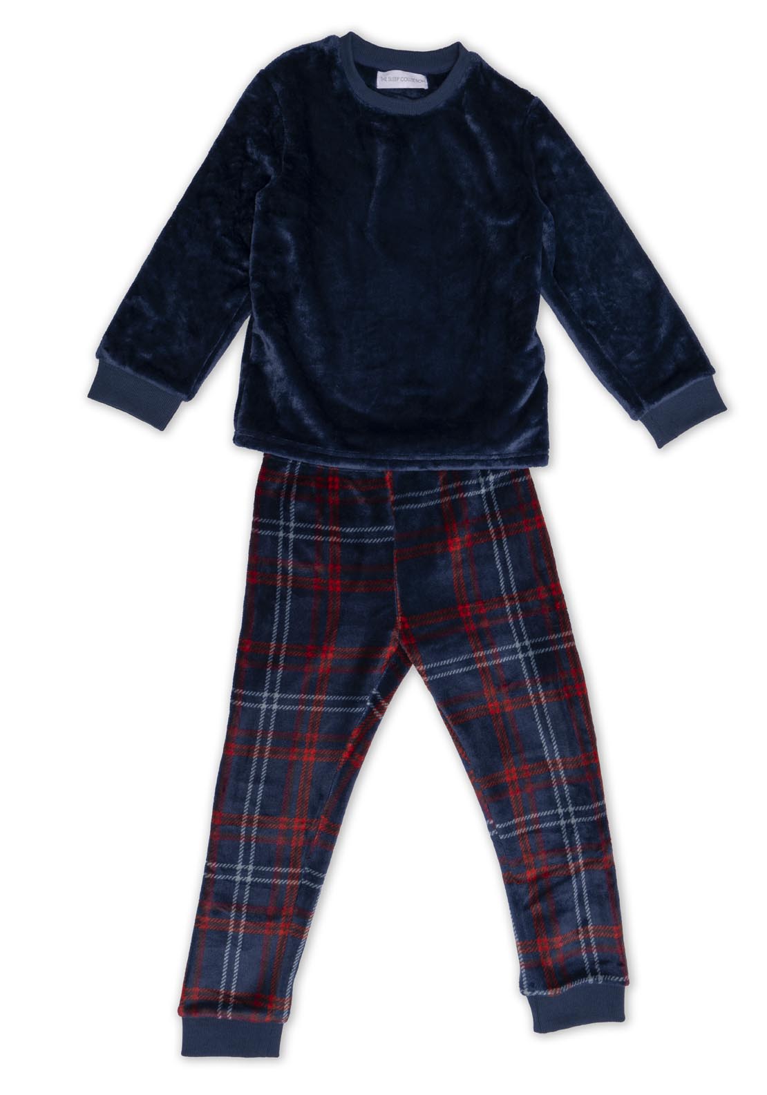 Plain Navy Check Pyjama Set - Blue