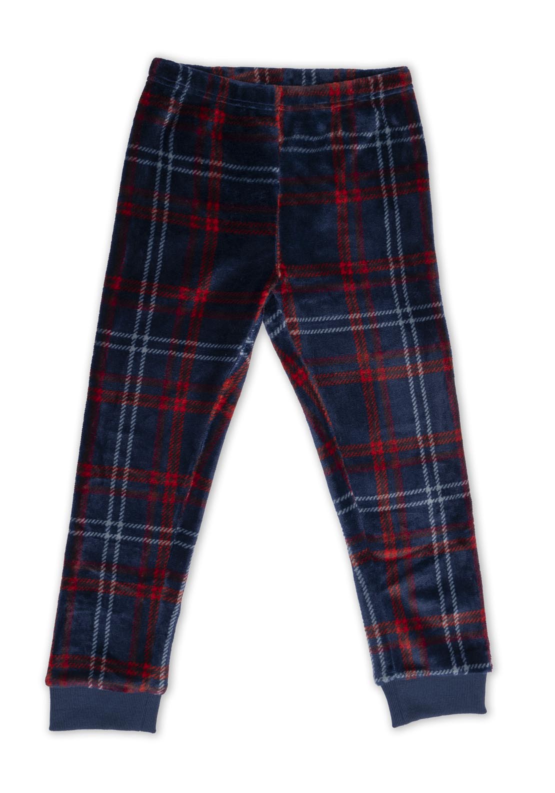Plain Navy Check Pyjama Set - Blue