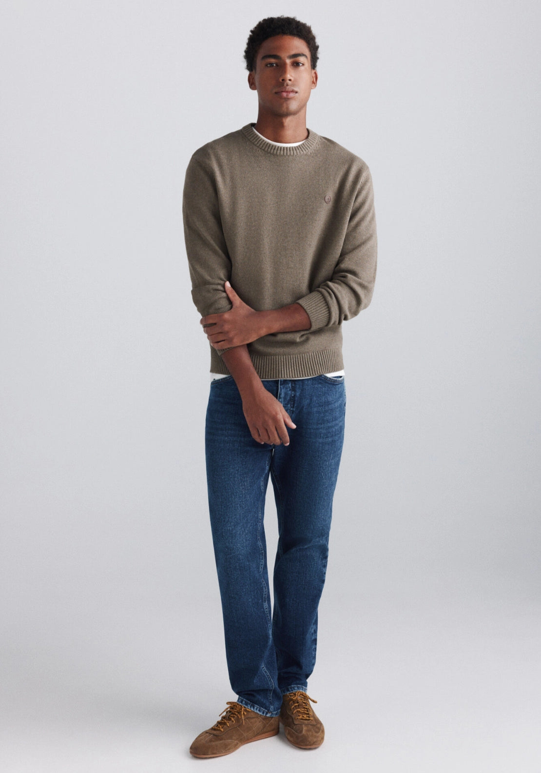 Crew Neck Basic Knit - Brown