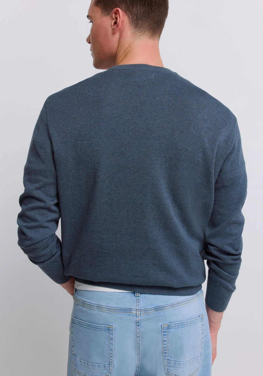 Crew Neck Basic Knit - Blue