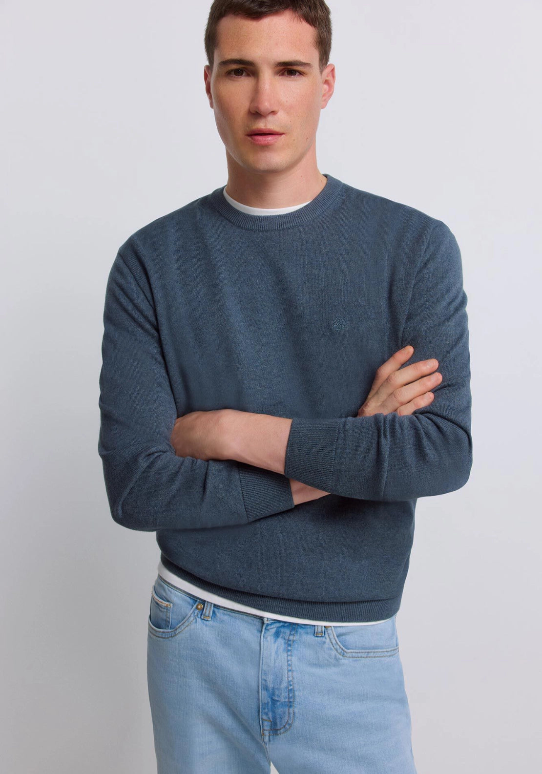 Crew Neck Basic Knit - Blue