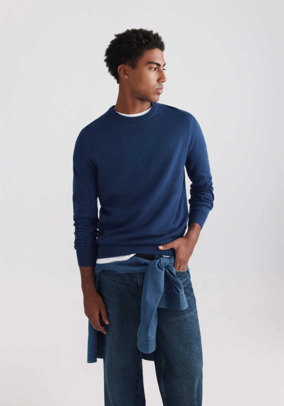 Classic Crew Neck Basic Knit - Blue
