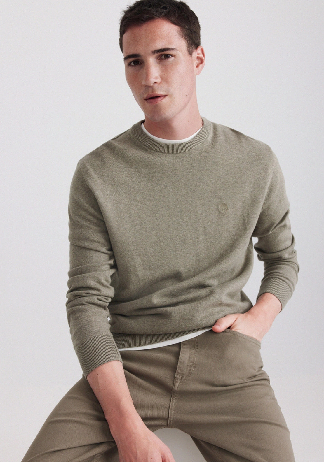Crew Neck Basic Knit - Green