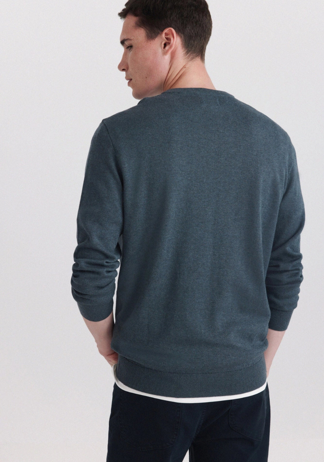 V Neck Basic Knit - Blue