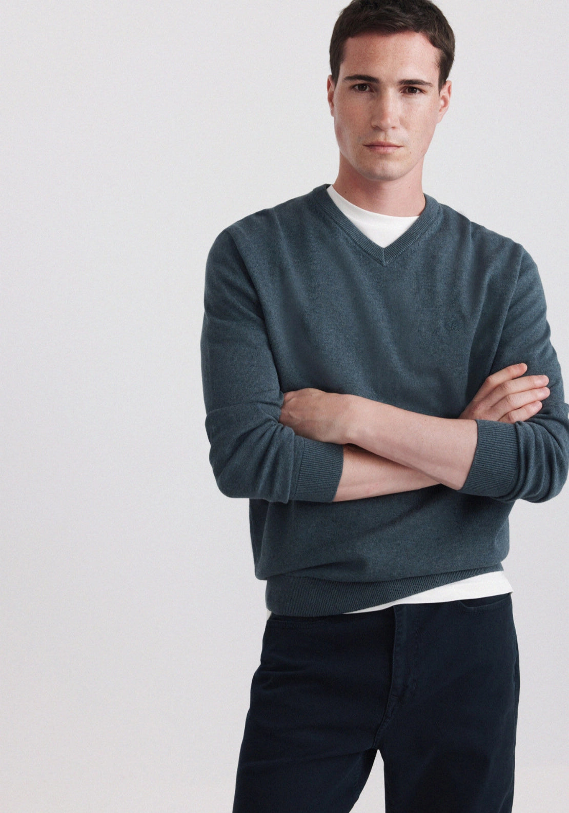 V Neck Basic Knit - Blue