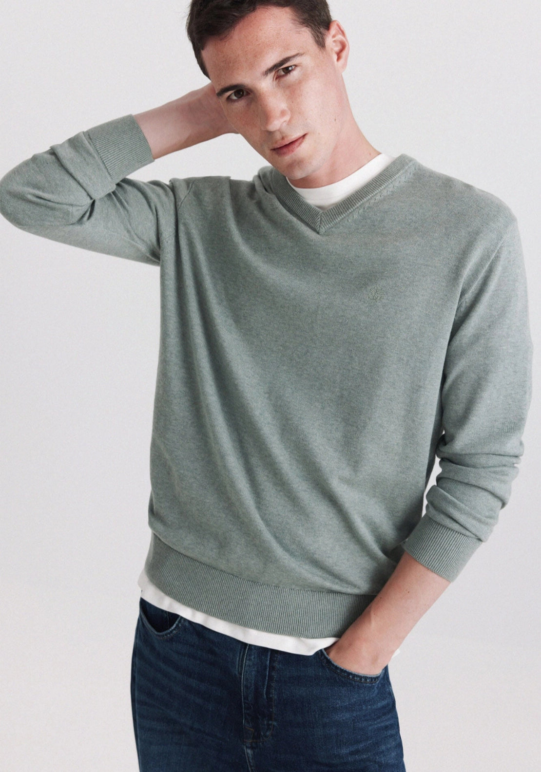 V Neck Basic Knit - Green