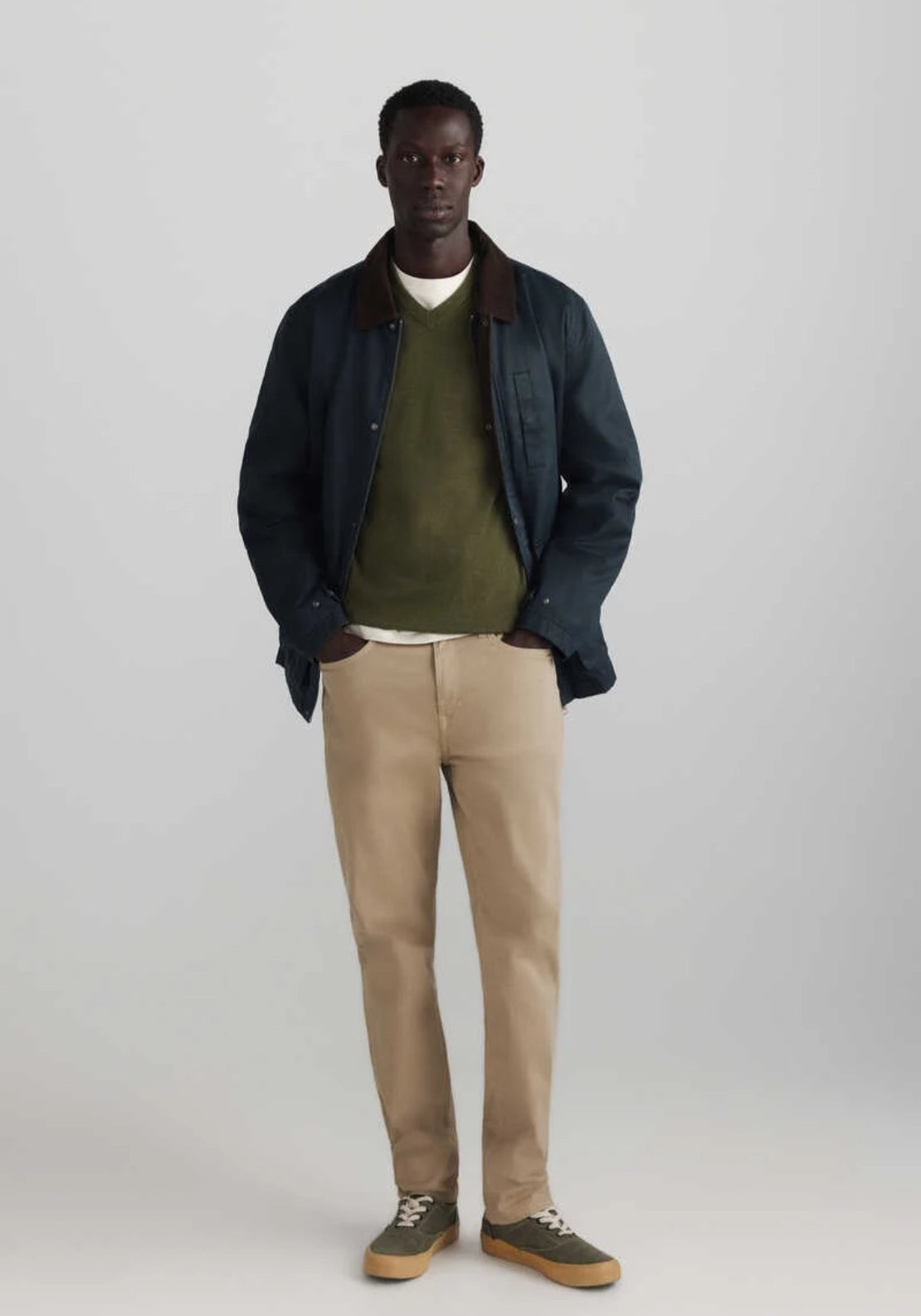 V Neck Basic Knit - Army Green