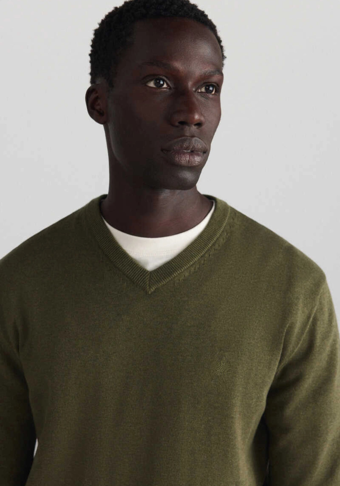 V Neck Basic Knit - Army Green