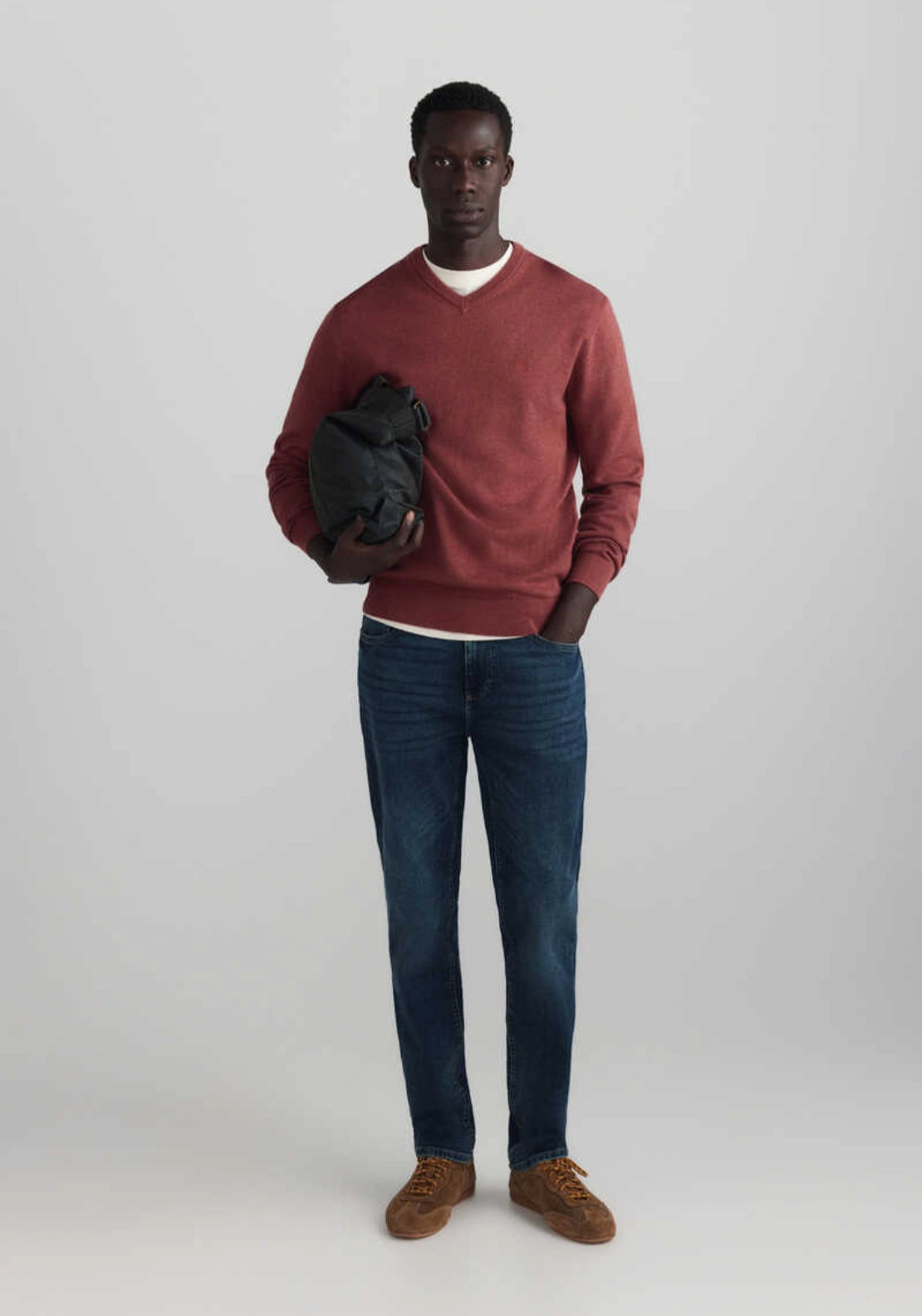 V Neck Basic Knit - Pink