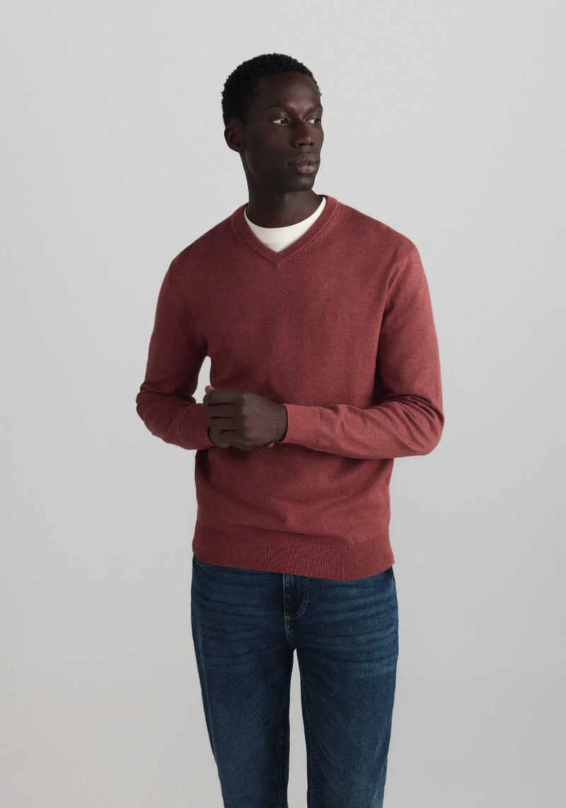 V Neck Basic Knit - Pink