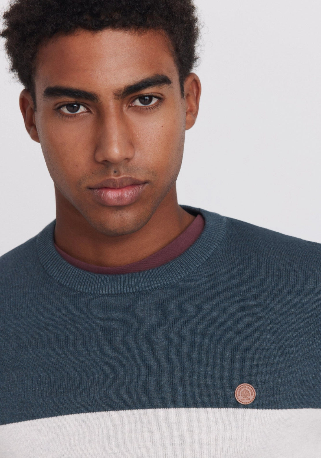 Springfield Crew Color Block Knit - Blue 4 Shaws Department Stores