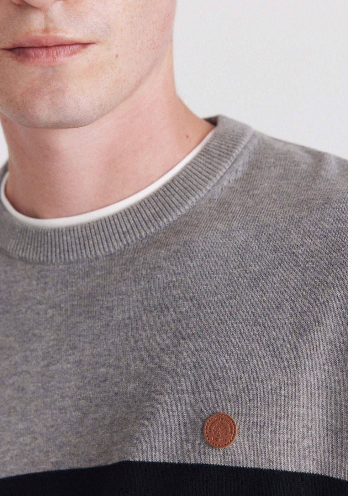 Crew Color Block Knit - Grey