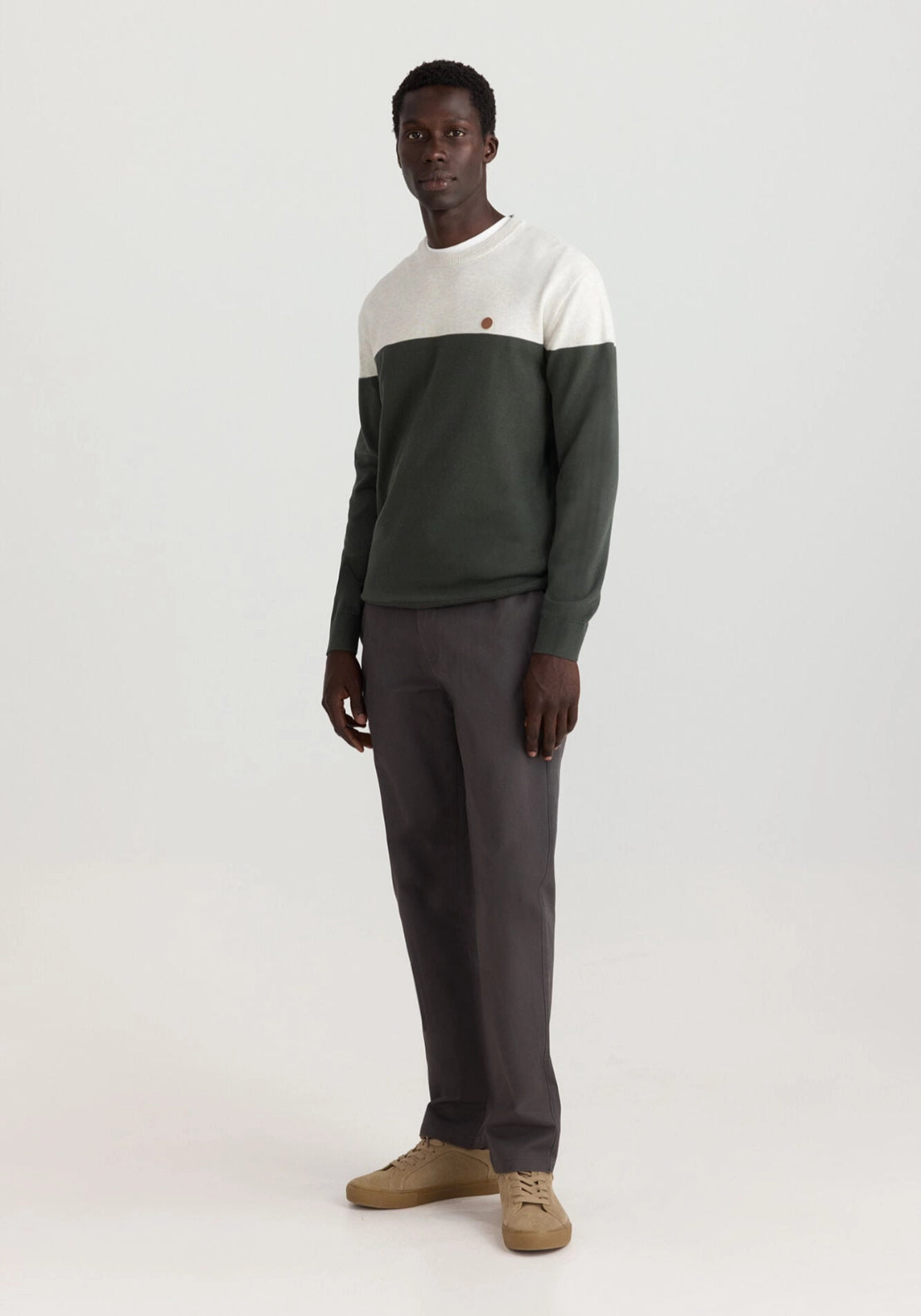 Crew Color Block Knit - Grey / Silver