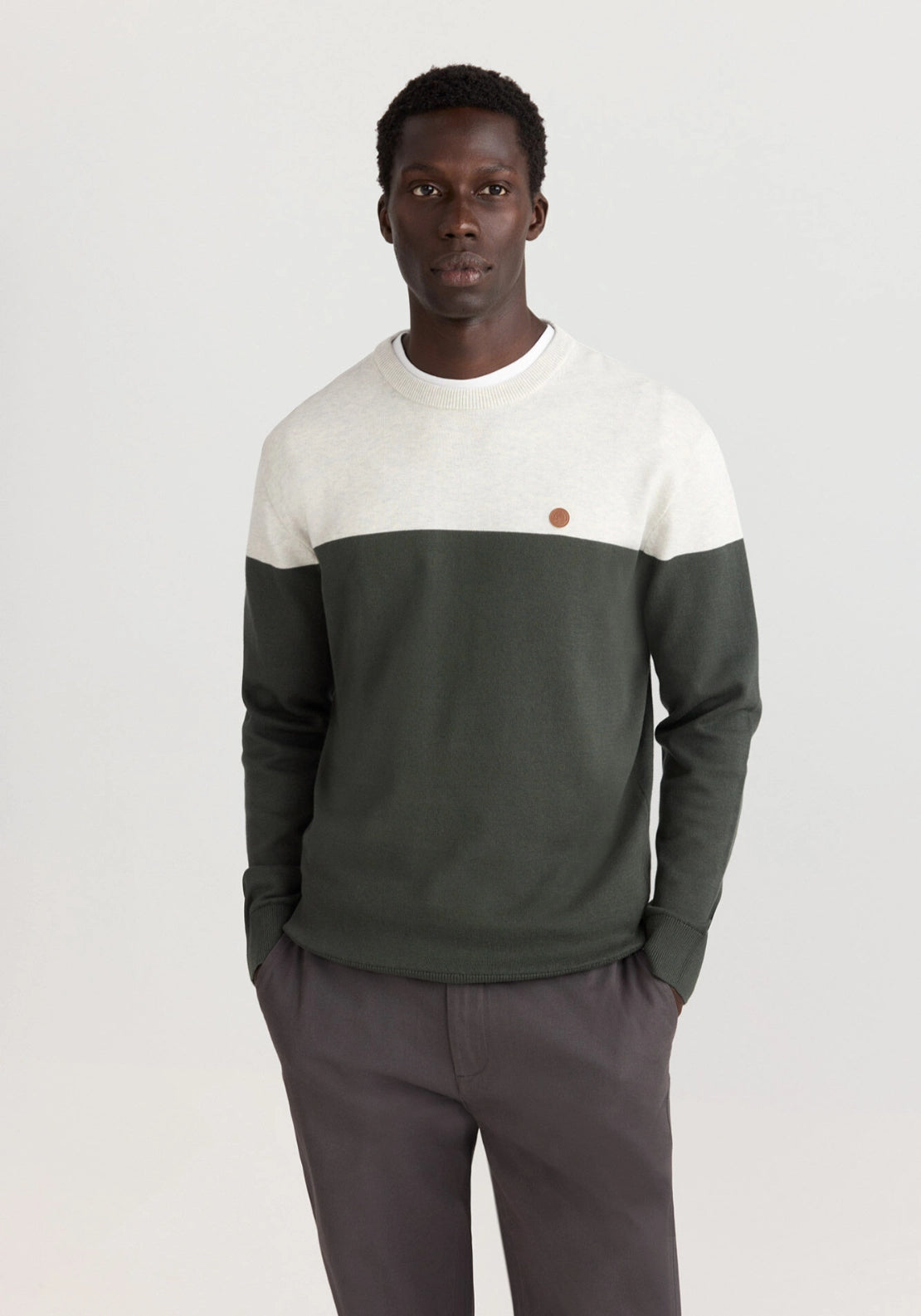 Crew Color Block Knit - Grey / Silver