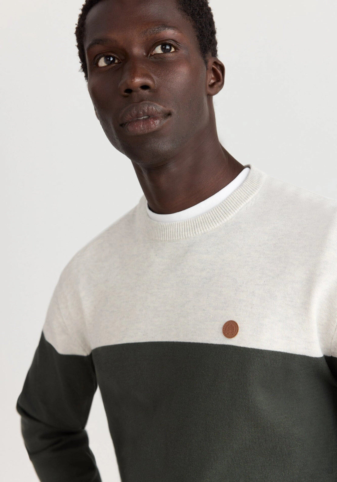 Crew Color Block Knit - Grey / Silver