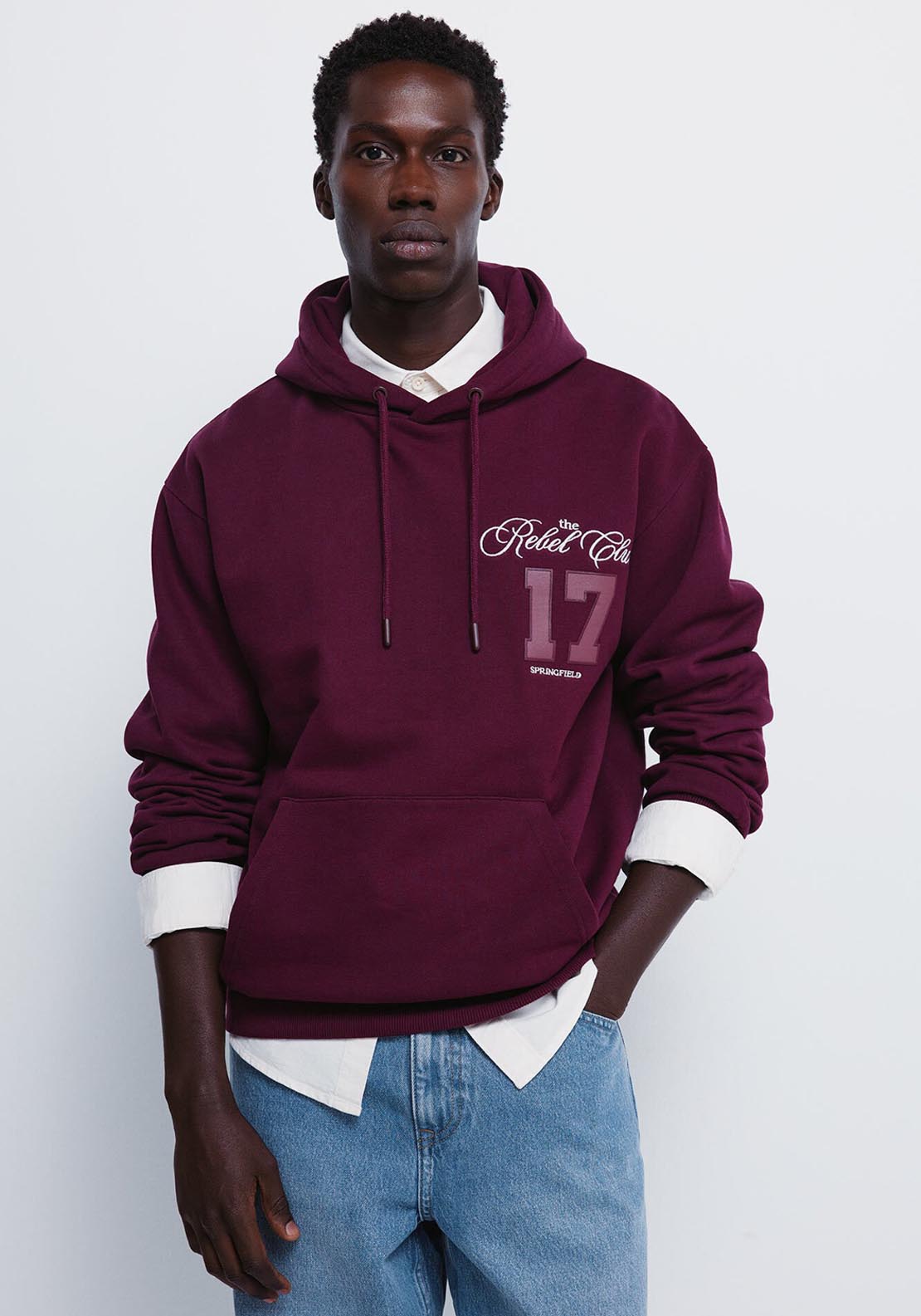 Embroidered Hoodie - Red