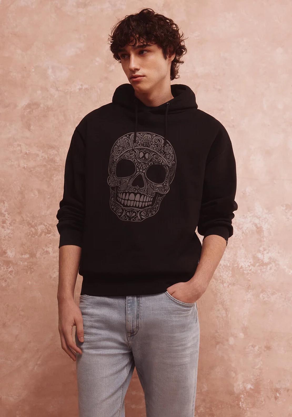 Springfield Skull Hooded Sweatshirt - Black 1 Shaws Department Stores