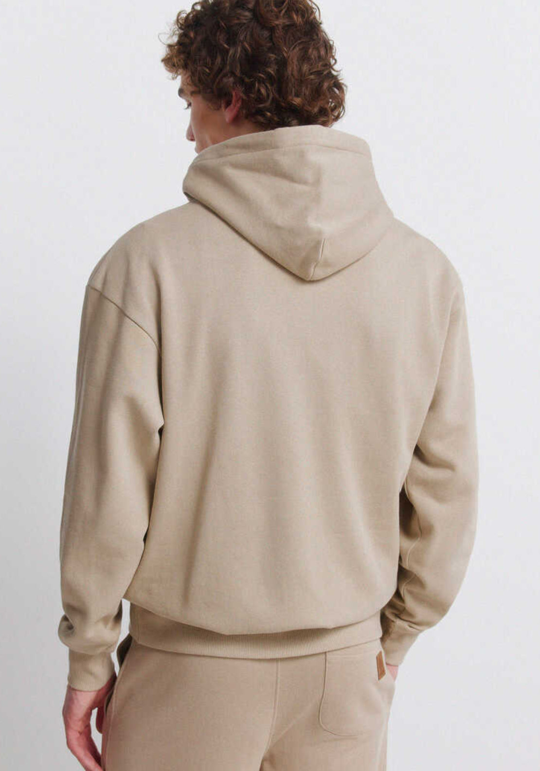 Plain Hooded Sweatshirt - Beige