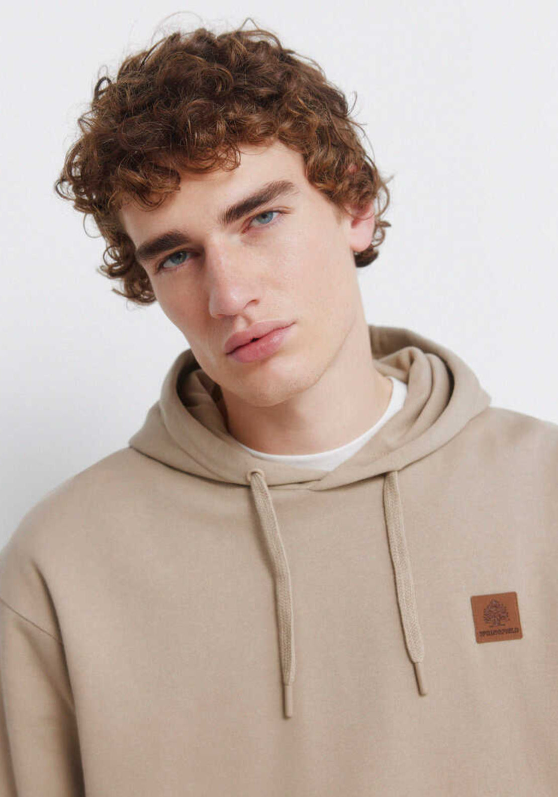 Plain Hooded Sweatshirt - Beige