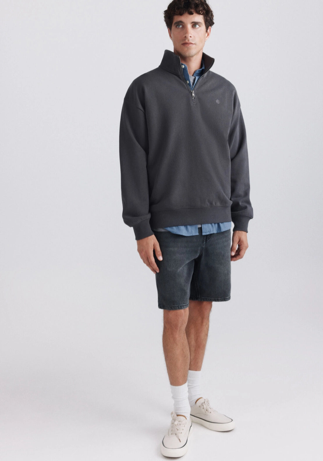 1/4 Zip Sweatshirt - Grey