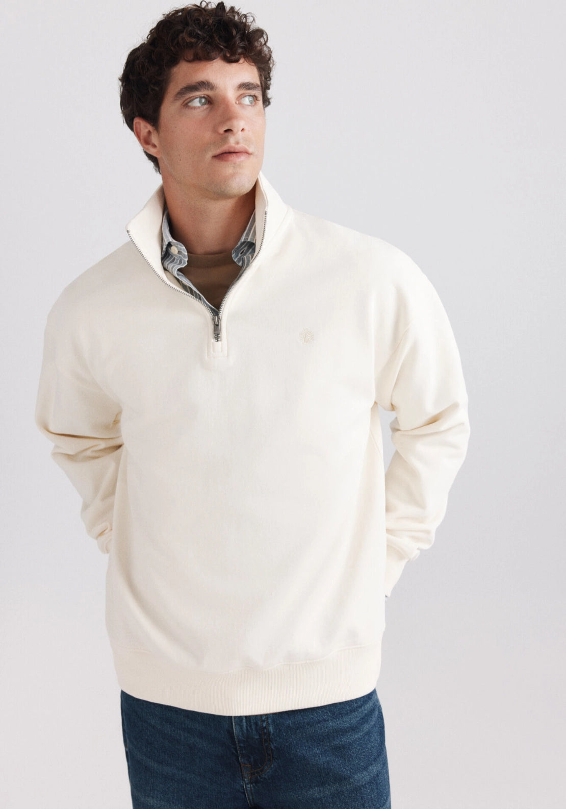 1/4 Zip Sweatshirt - White