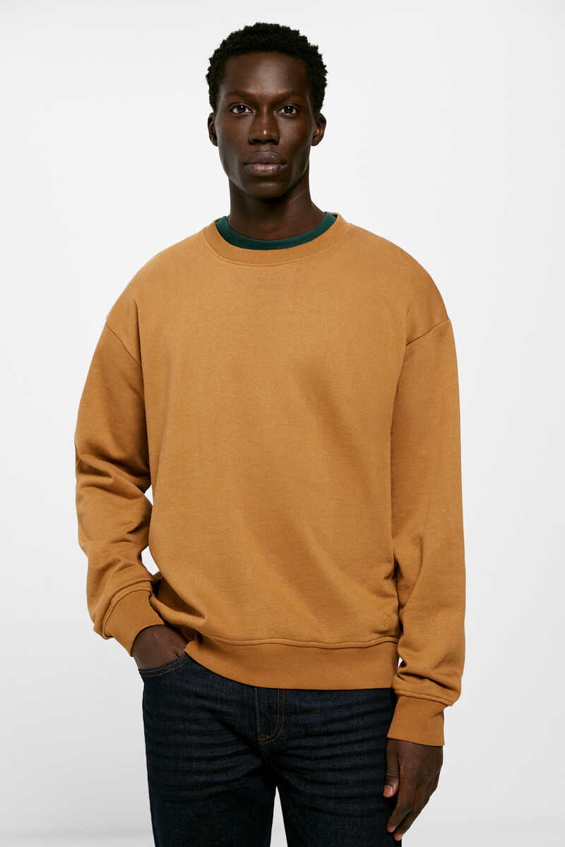 Springfield Loose fit sweatshirt - Tan 1 Shaws Department Stores