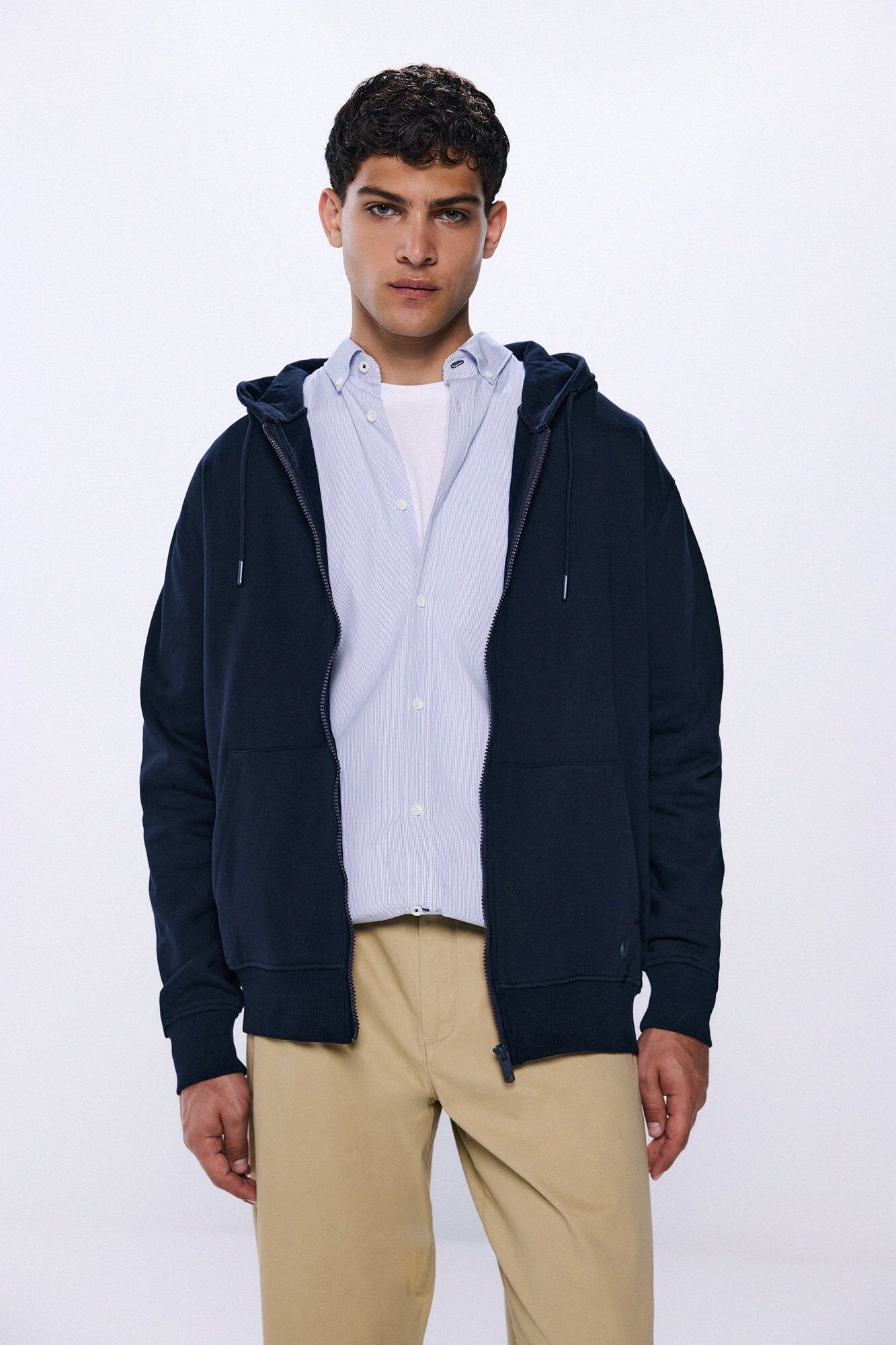 Springfield Essential Zip-Up Hoodie - Blue 2 Shaws Department Stores