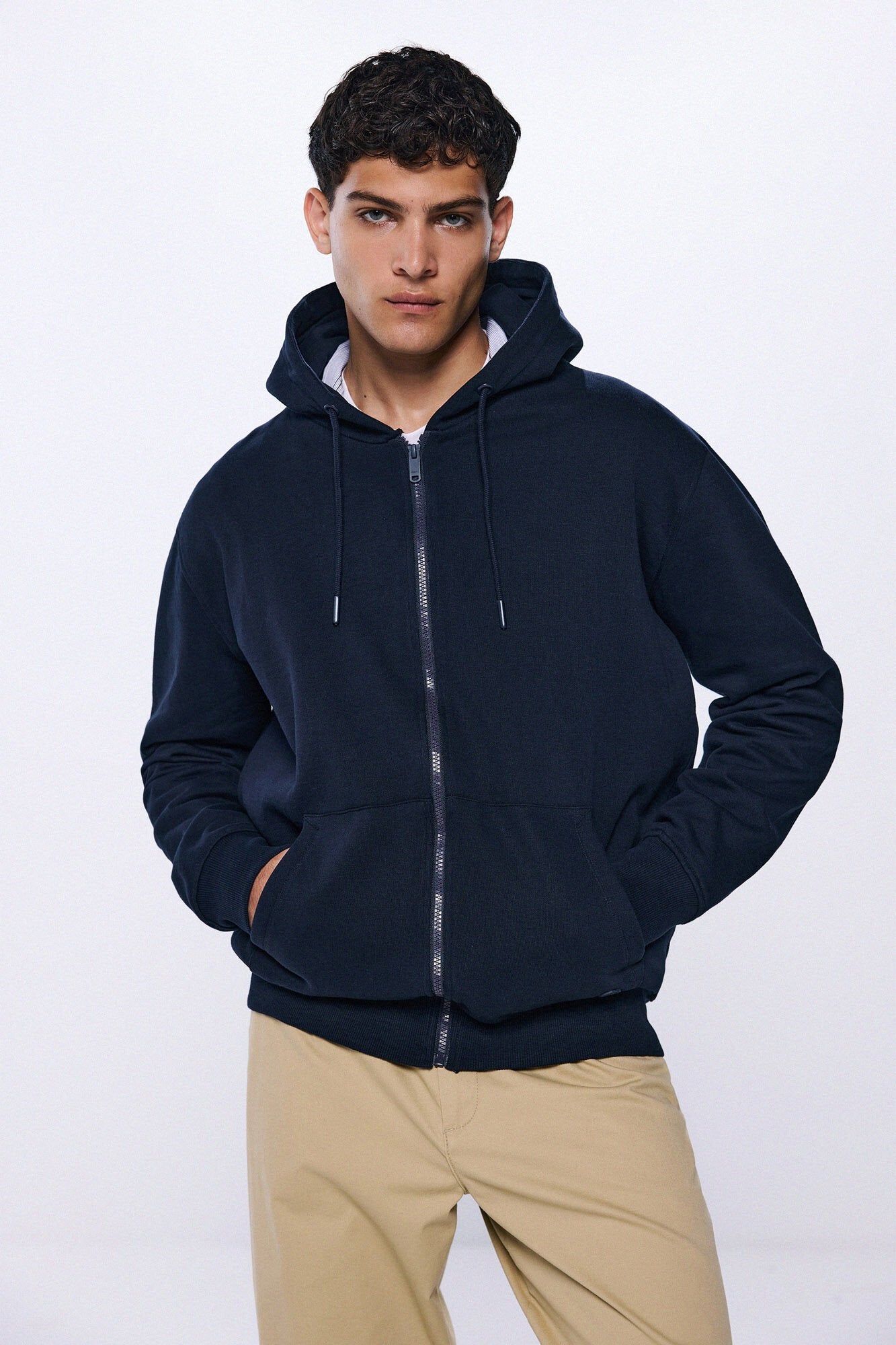 Springfield Essential Zip-Up Hoodie - Blue 1 Shaws Department Stores